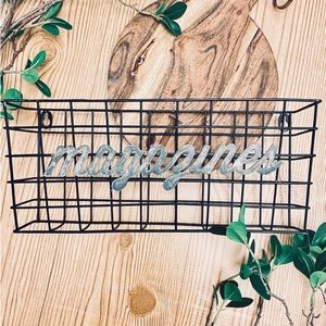 ‘Magazines’ Black Wall Hanging Metal Wire Basket